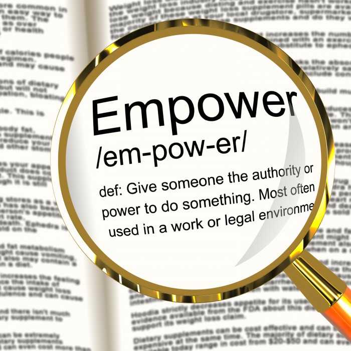 Empower Definition Magnifier Showing Authority Or Power Given To Do Something